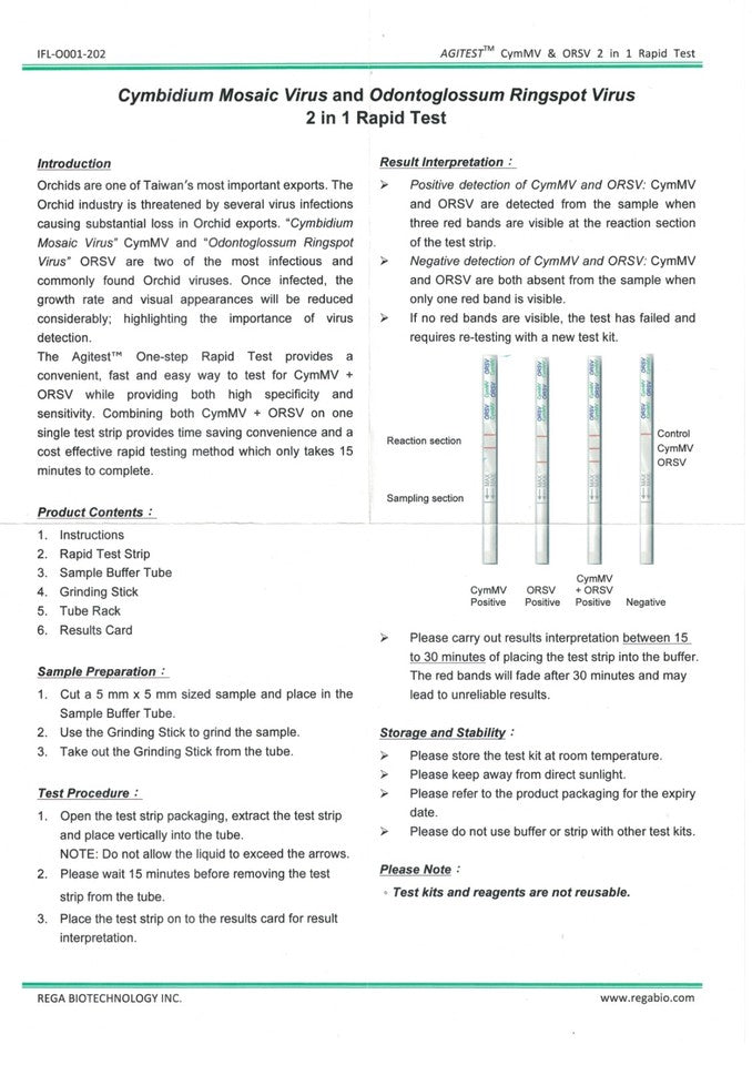 Orchid Virus Test Kit- 2 in 1 Rapid Test (Agitest)